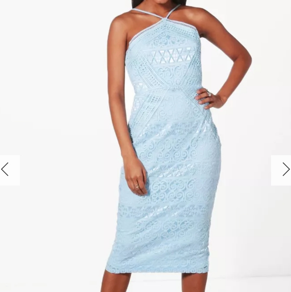 Blue lace midi dress
